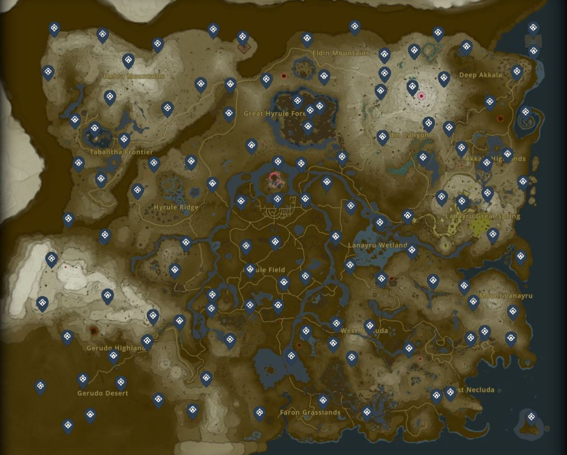 All Hyrule Shrine Locations in Zelda Tears of the Kingdom (TOTK ...