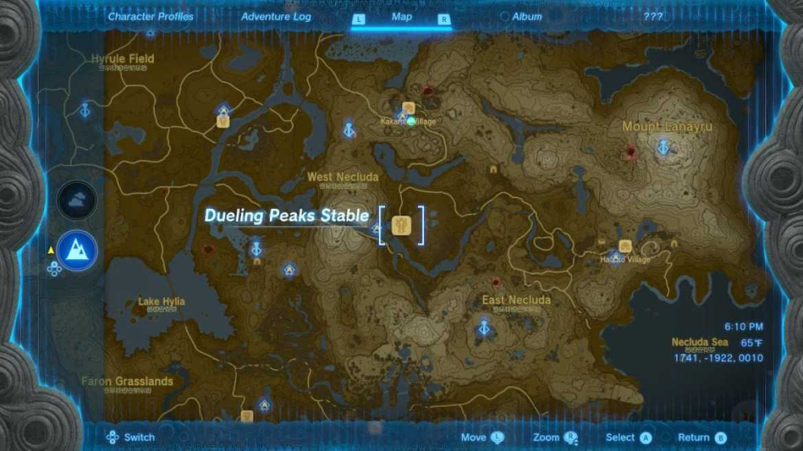 Zelda Tears of the Kingdom Dueling Peaks Stable Location