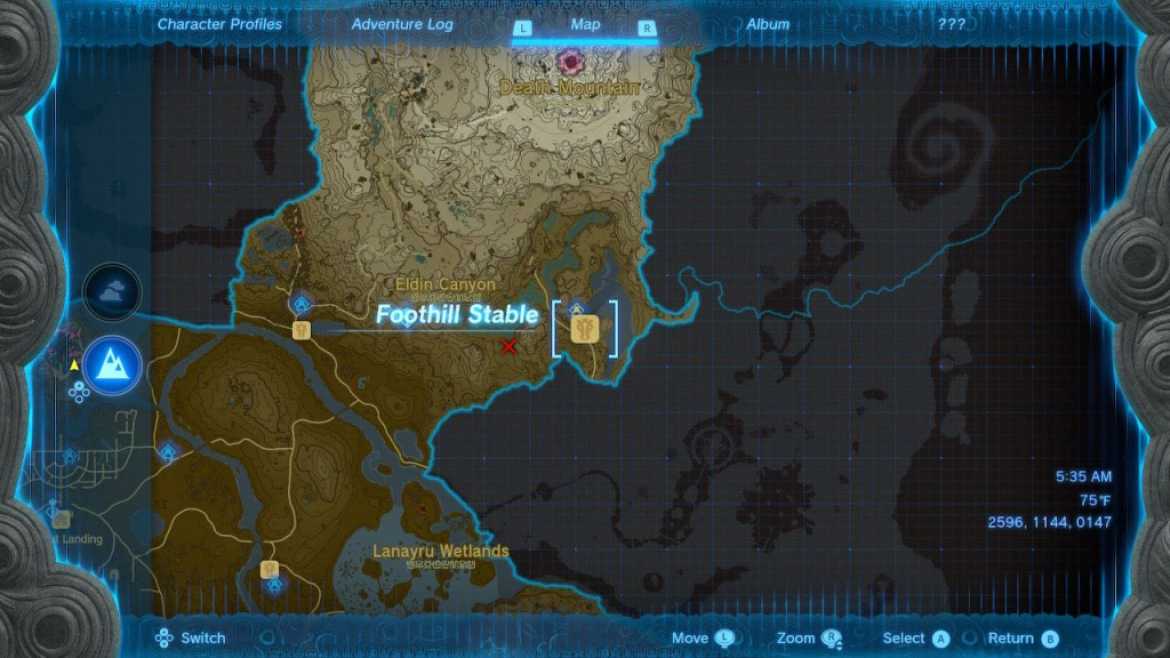 Zelda Tears of the Kingdom Foothill Stable Map