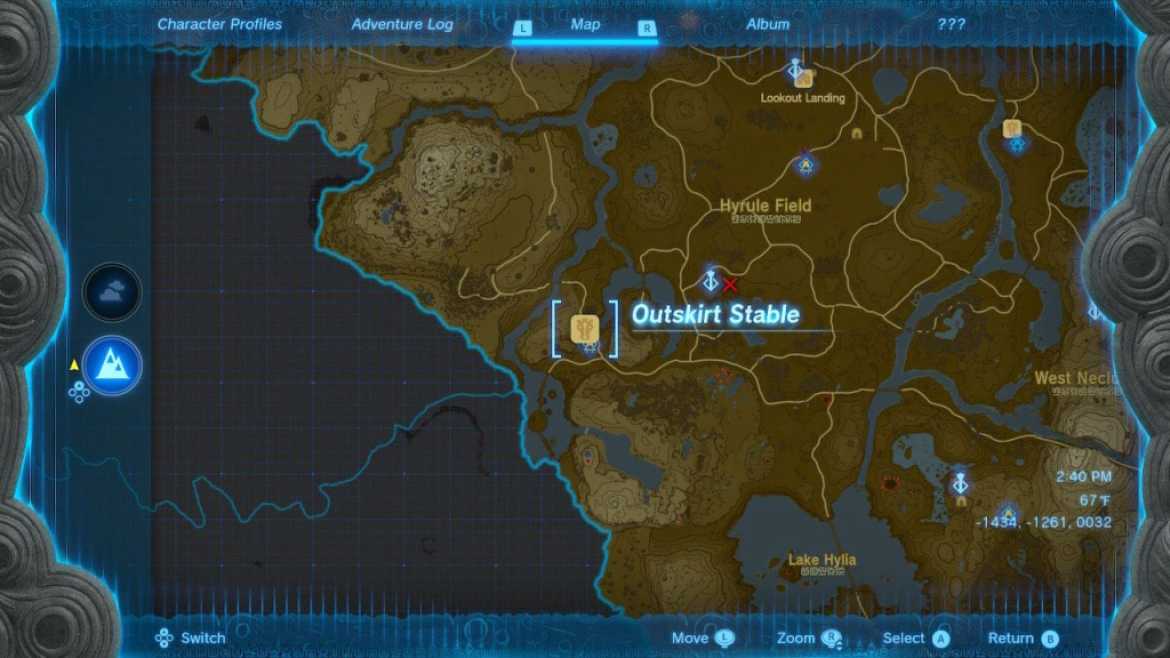 Zelda Tears of the Kingdom Outskirt Stable Map