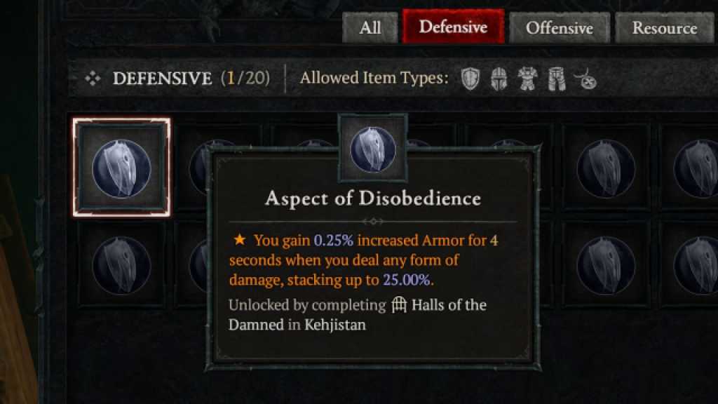 Aspect of Disobedience Description in Diablo 4