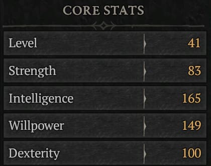 Core Stats Diablo 4
