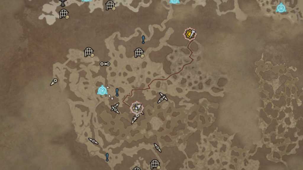 Diablo 4 Purified Quicksilver Witch of the Wastes Quest Map Route