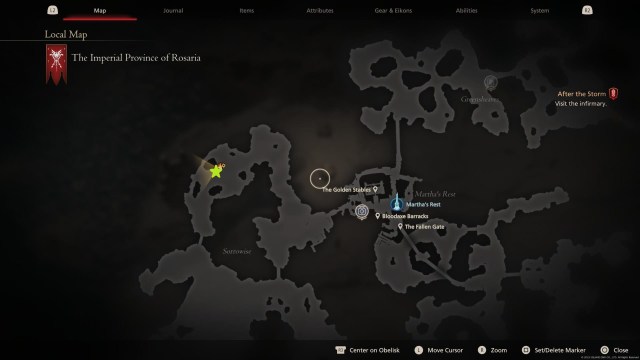 The green star marks Severian's location