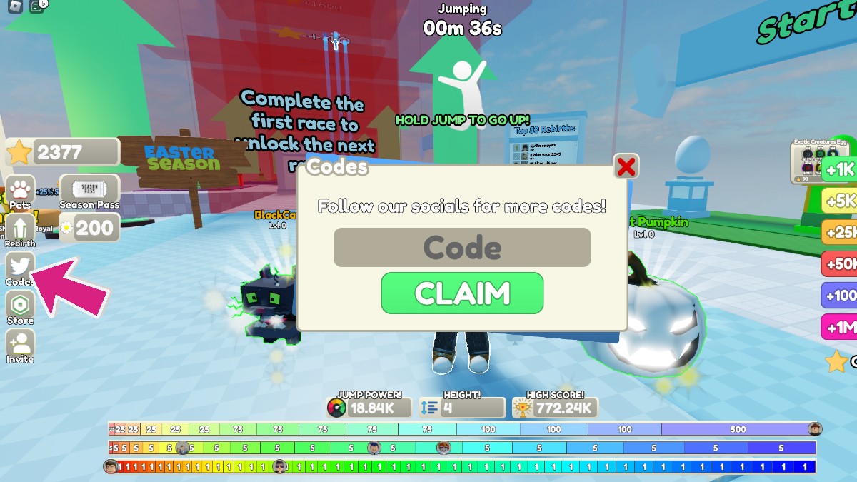 Roblox Jump Clicker Codes (January 2024) Prima Games