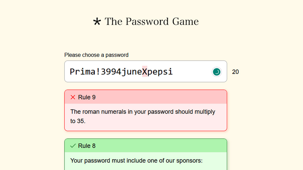 The Password Game Roman Numbers Featured