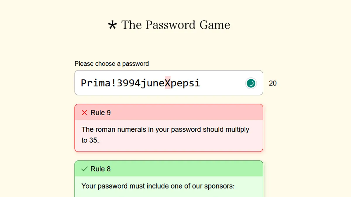 The Password Game Roman Numbers Featured