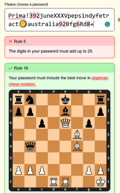 Password chess notation in practice