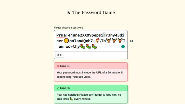 The Password Game Rule 24 Prompt