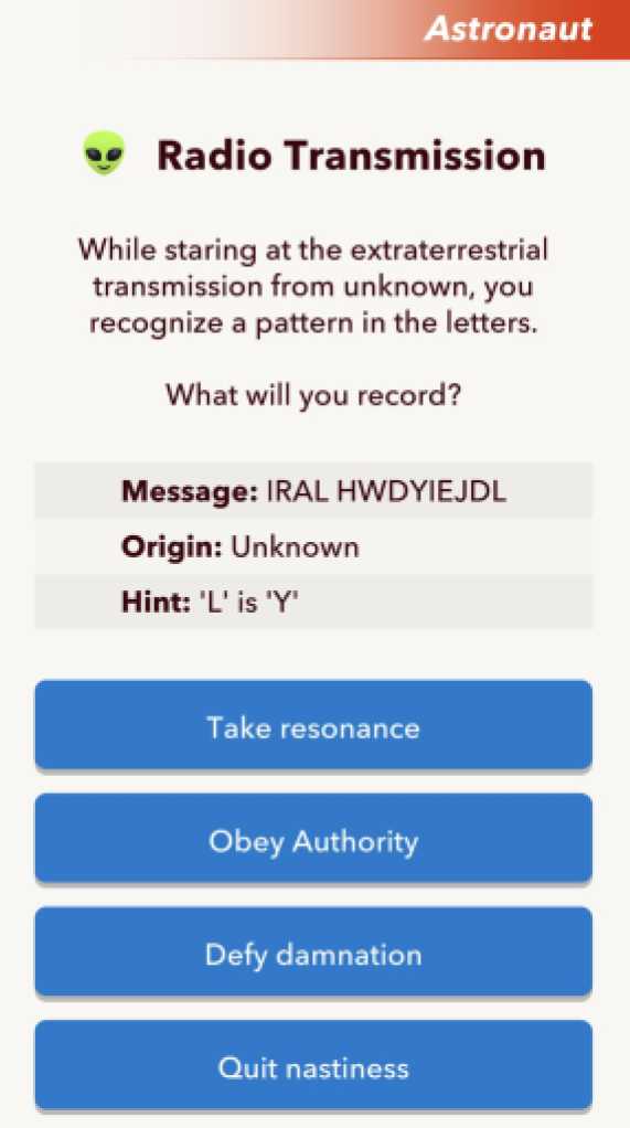 BitLife Decrypt Message First Transmission