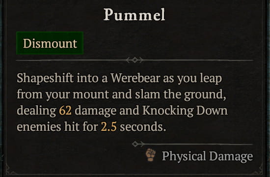 Diablo 4 Druid Dismount Ability