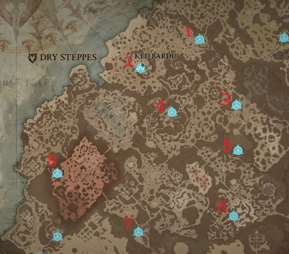 Diablo 4: All Dry Steppes Waypoint Locations - Prima Games