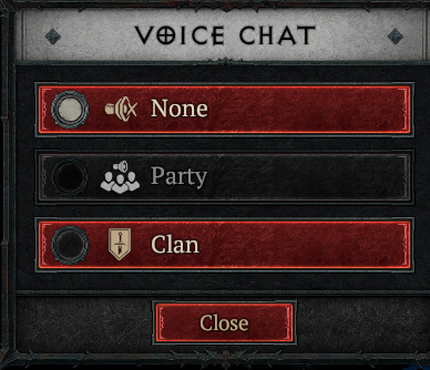 Diablo 4 Voice Chat Menu