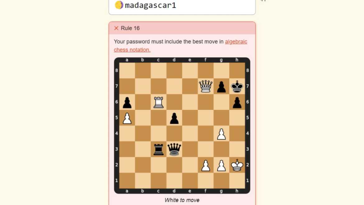 Juego de contraseña Tablero de notación de ajedrez algebraico 1
