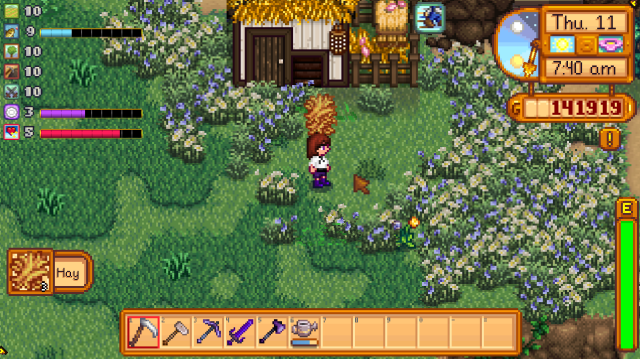 Collecting Hay in Stardew Valley