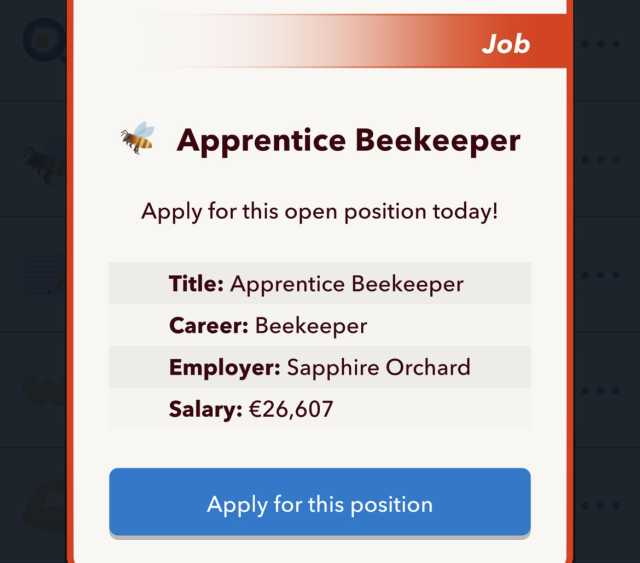 Apprentice Beekeeper Career BitLife