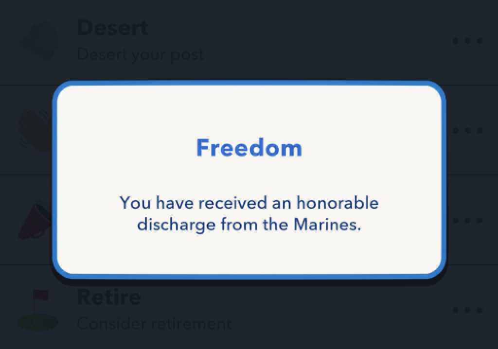 Bitlife Honorable Discharge Message