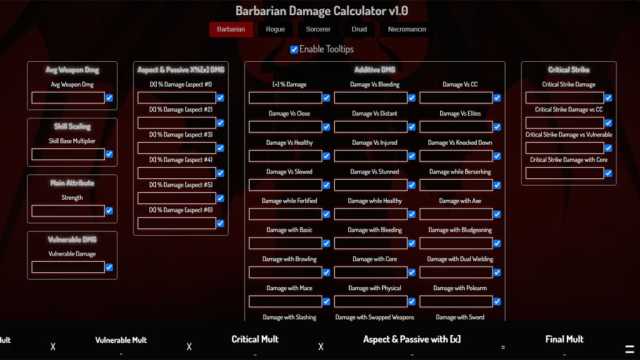 Diablo 4 Damage Calculator Page