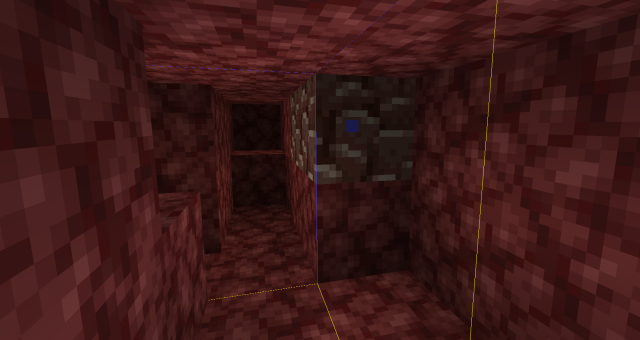 Netherite at a chunk border in Minecraft