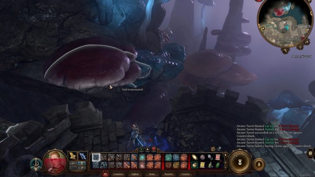 A screenshot of the mushroom platform to jump on in the Underdark area of Baldur's Gate 3.