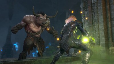 BG3 player character fighting a Minotaur