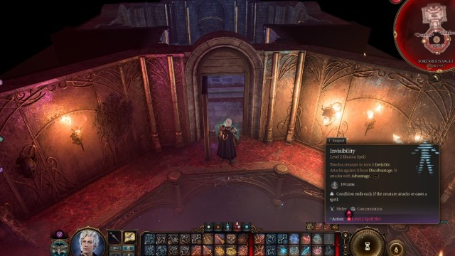 bg3 screenshot of astarion going through the silverhand door in the sorcerous vault.