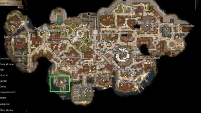 A screenshot of a map to the hidden hatch in Baldur's Gate 3.