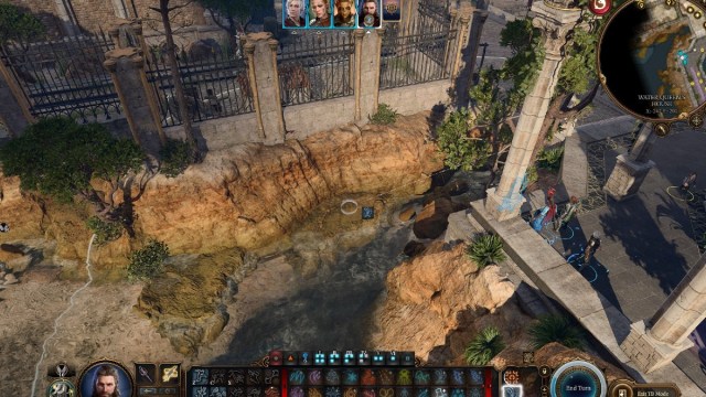 A screenshot of a bridge and a creek in Baldur's Gate 3.