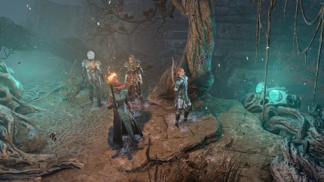 Screenshot of a team in the Shadow Cursed Lands in BG3.