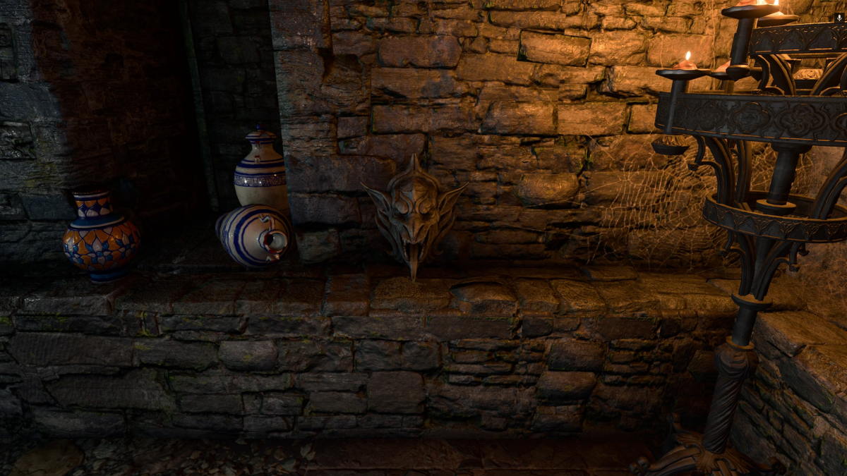 A Gargoyle Head inside the Dank Crypt in Baldur's Gate 3.