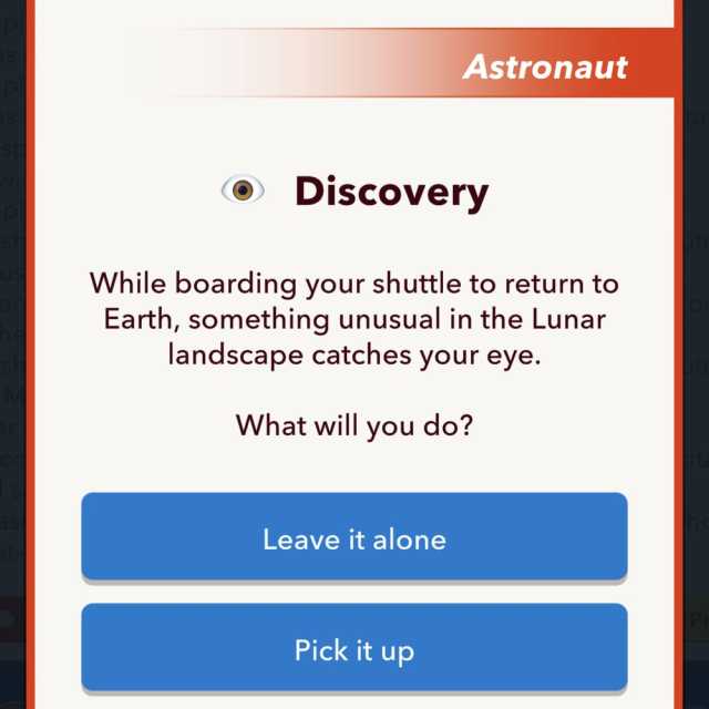 BitLife Space Artifact Message