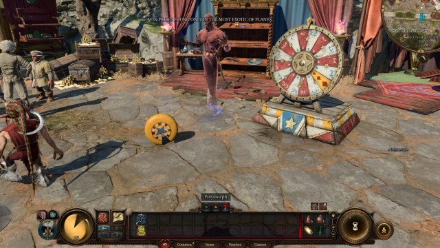 Screenshot of Akabi's wheel at the circus in Baldur's Gate 3.