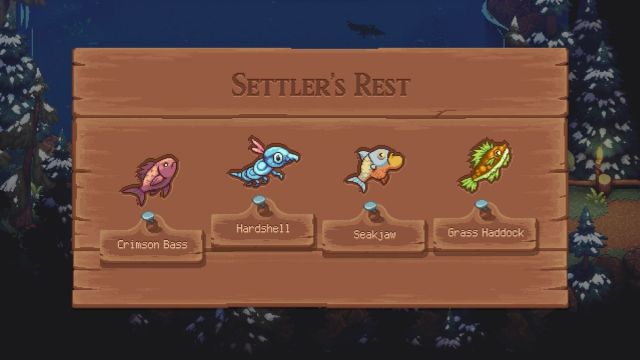 Screenshot of the Settler's Rest fish in Sea of Stars.