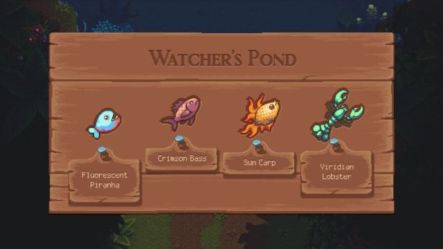Screenshot of the Watcher's Pond fish in Sea of Stars.
