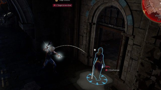 BG3 screenshot of Astarion throwing a potion at Counsellor Florrick in her cell in Wrym's Rock Prison.