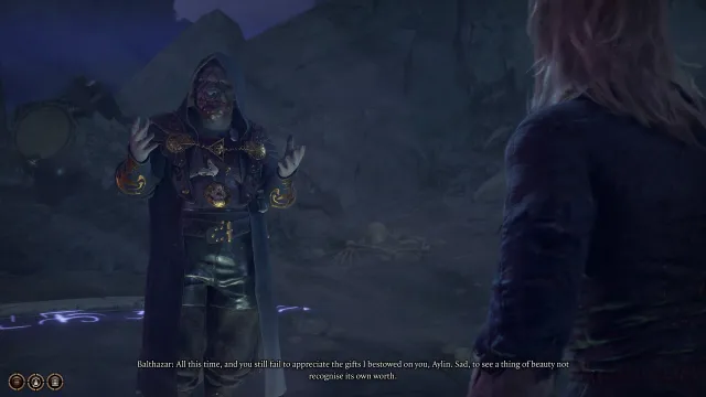 Screenshot of a character in Baldur's Gate 3 who is named Balthazar.