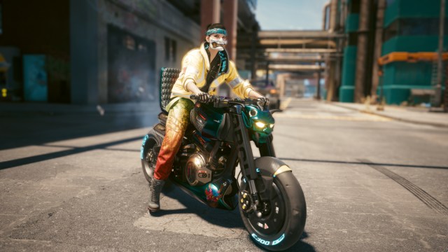A screenshot of the Arch Nazare "Itsumade" motorcycle in Cyberpunk 2077.