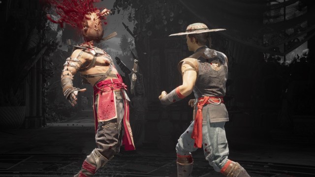 A Mortal Kombat 1 screenshot of Kung Lao performing a Klassic Brutality.
