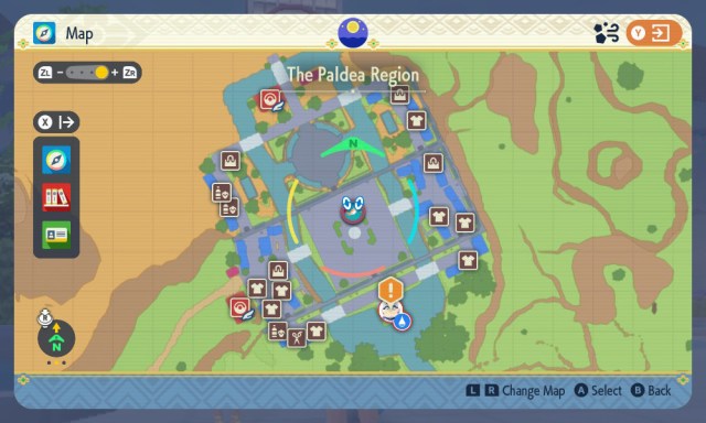 A map of the location of the friendship checking NPC in Pokémon Scarlet and Violet.