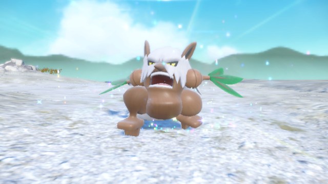 A screenshot of Shiftry evolving in Pokémon Scarlet and Violet.