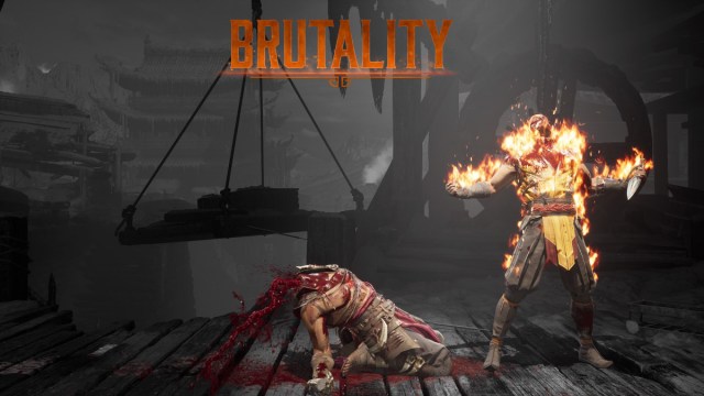 A Mortal Kombat 1 screenshot of Scorpion after using the Klassic Brutality against Havik.