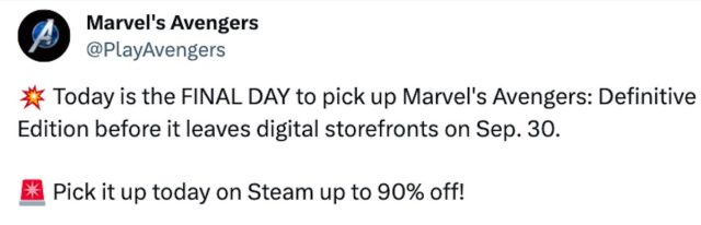 get a 90% discount on Marvel's Avengers - The Definitive Edition