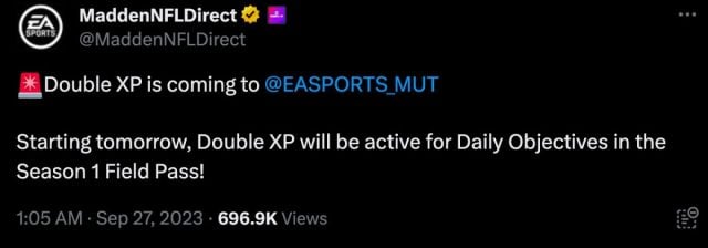 madden announces double xp earnings | mut 24