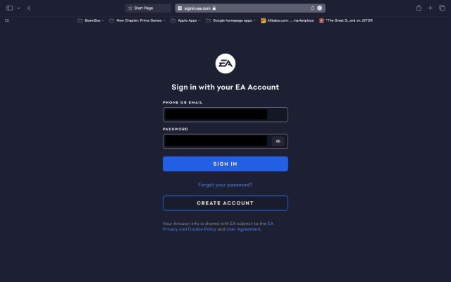 link ea account for mut 24 rewards