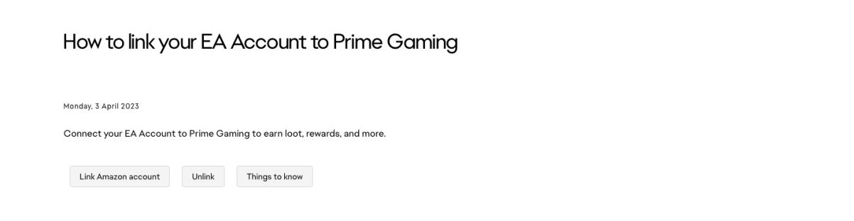 How to link your EA Account to Prime Gaming