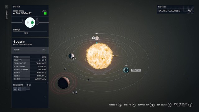 A screenshot a Solar System in Starfield.