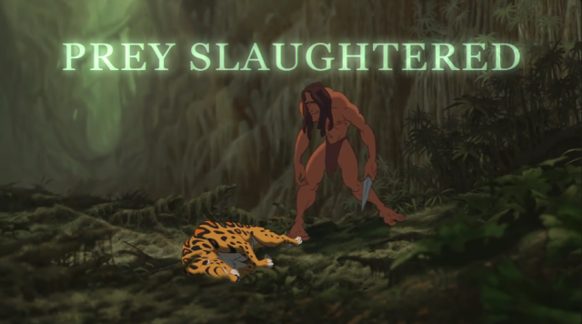Tarzan defeating the jaguar
