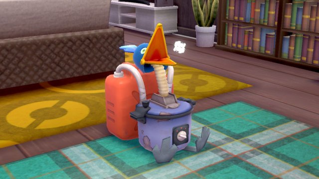 A Pokémon Sword and Shield: The Isle of Armor screenshot of the player tossing items into the Cram-o-matic.