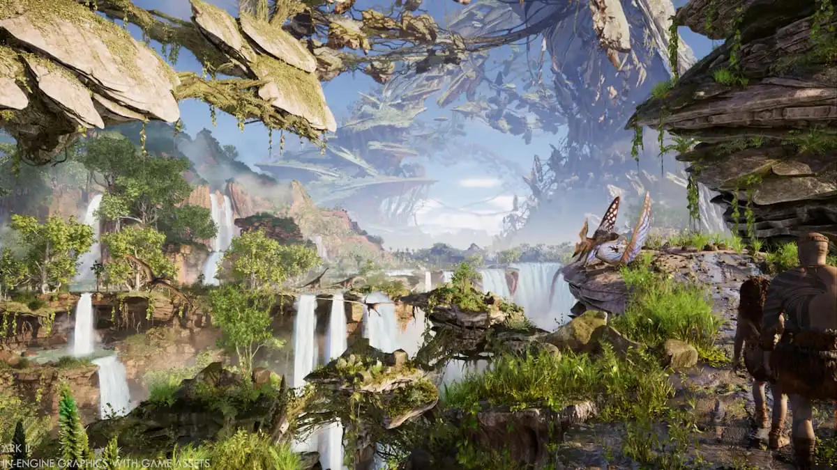 ARK Survival Ascended Characters Looking over lush landscape