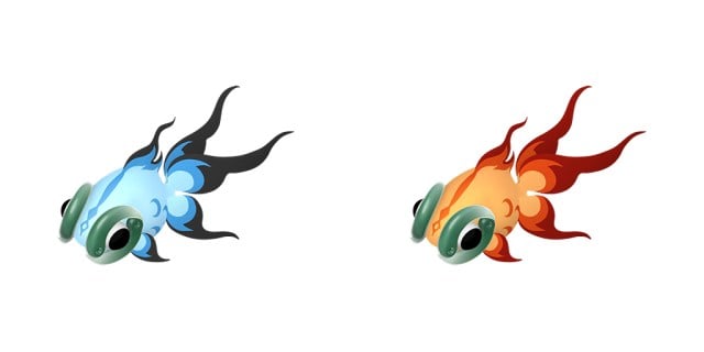 Official models of regular and shiny Chi-Yu from Pokémon HOME.